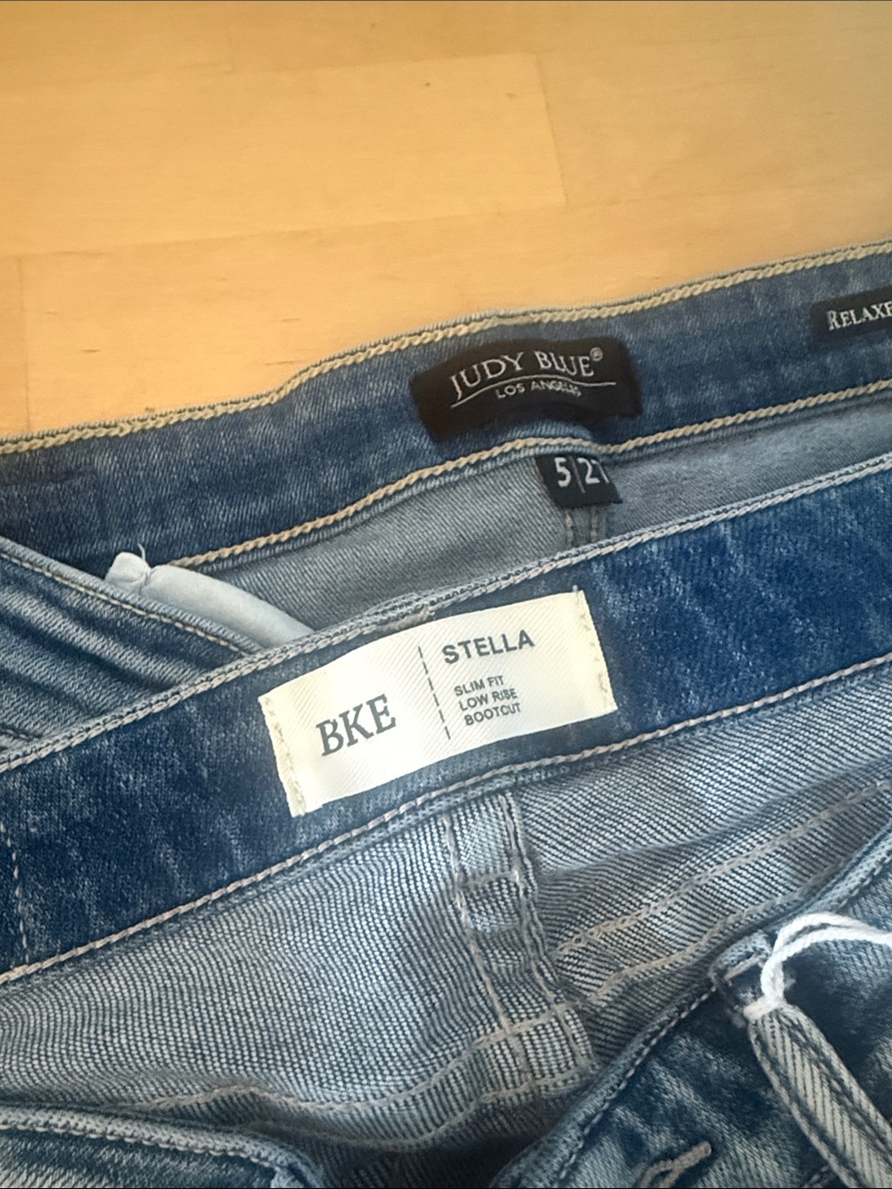 BKE Stella Slim Fit Low Rise Bootcut with a pair of Judy blue